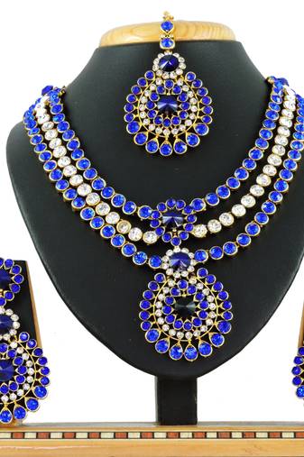 Blue designer function wear ad necklace set