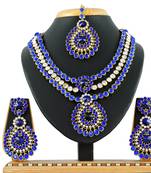 Blue designer function wear ad necklace set