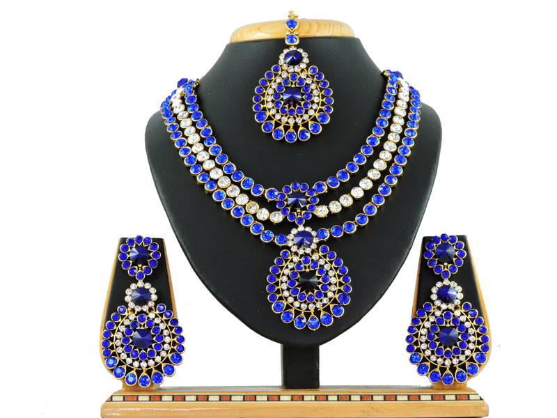 Blue designer function wear ad necklace set