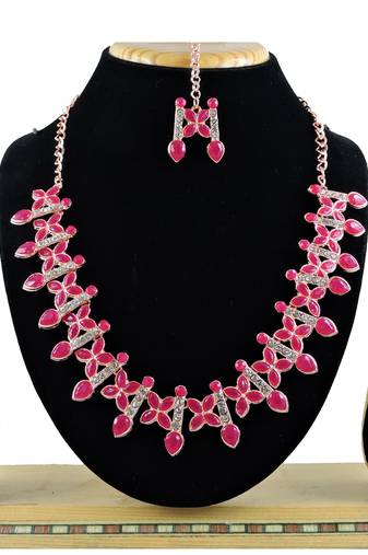 Red designer function wear ad necklace set