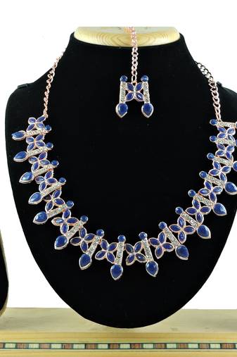 Blue designer function wear ad necklace set