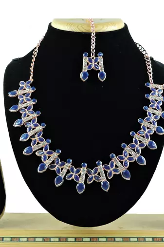 Blue designer function wear ad necklace set