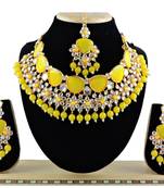 Yellow designer function wear ad necklace set