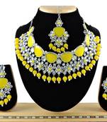Yellow designer function wear ad necklace set