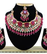 Red designer function wear ad necklace set