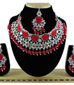Red designer function wear ad necklace set