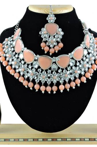 Orange designer function wear ad necklace set