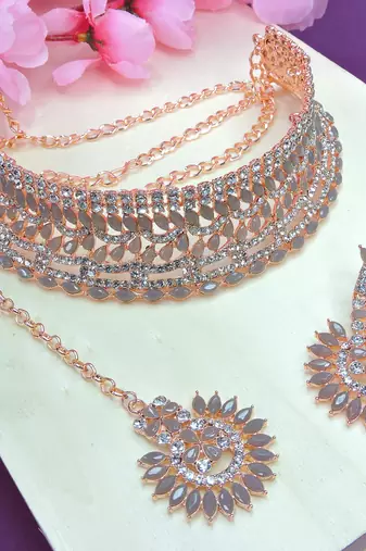 Grey designer function wear ad necklace set