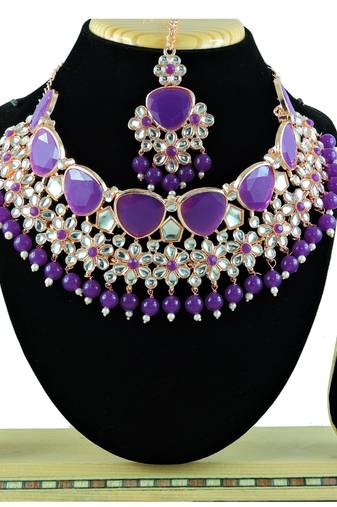 Purple designer function wear ad necklace set