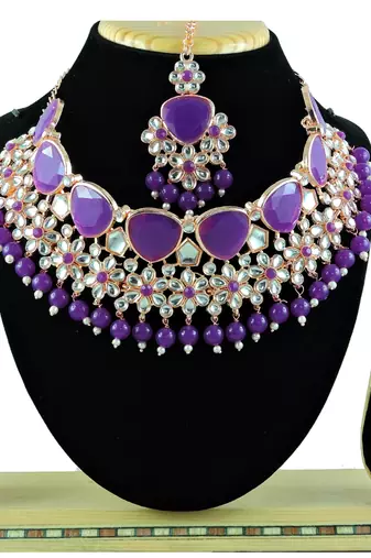 Purple designer function wear ad necklace set