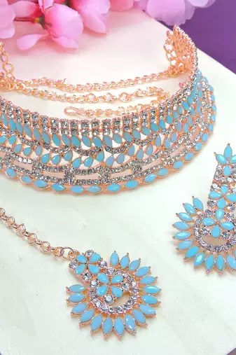 Turquoise designer function wear ad necklace set