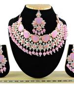 Pink designer function wear ad necklace set