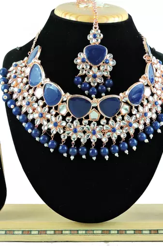 Blue designer function wear ad necklace set