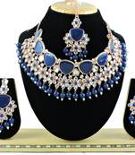Blue designer function wear ad necklace set