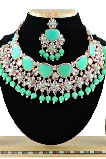 Green designer function wear ad necklace set