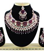 Maroon designer function wear ad necklace set