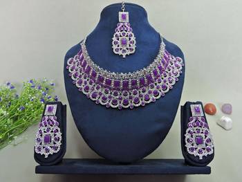 Purple designer function wear ad necklace set 1