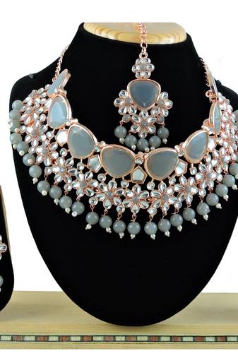 Grey designer function wear ad necklace set