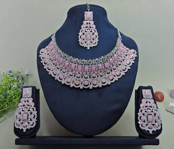 Pink designer function wear ad necklace set 1