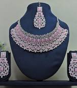 Pink designer function wear ad necklace set