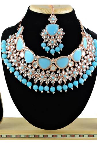 Turquoise designer function wear ad necklace set