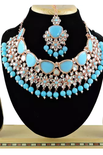 Turquoise designer function wear ad necklace set