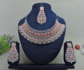 Orange designer function wear ad necklace set 1