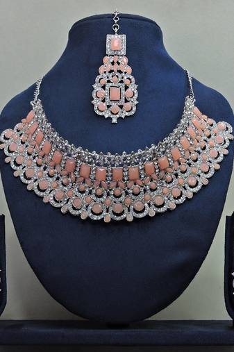 Orange designer function wear ad necklace set