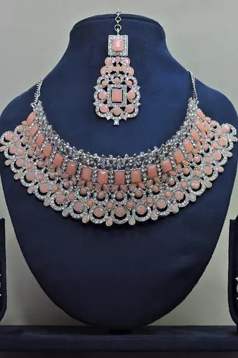 Orange designer function wear ad necklace set