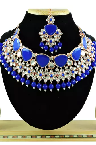 Blue designer function wear ad necklace set