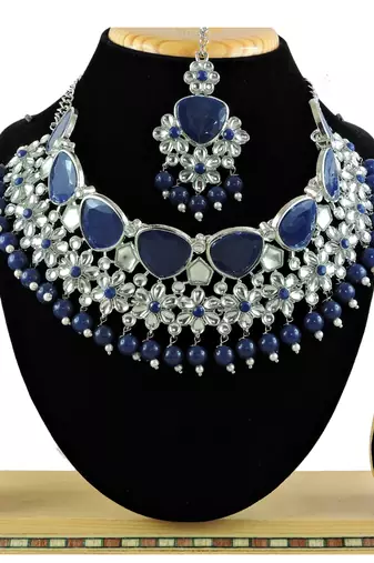 Blue designer function wear ad necklace set