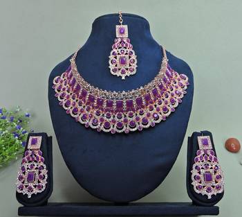 Purple designer function wear ad necklace set 1