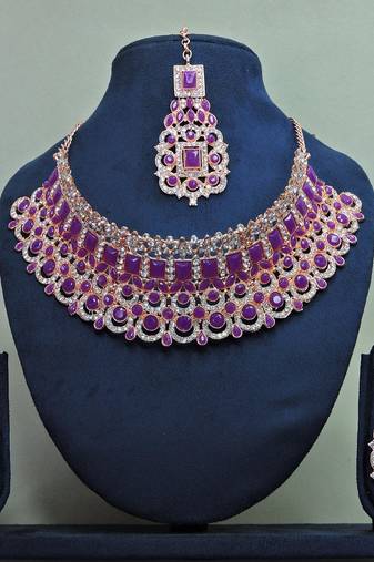 Purple designer function wear ad necklace set