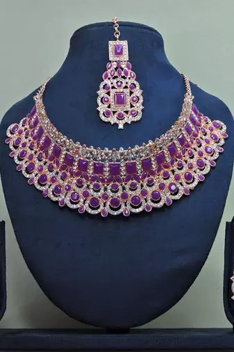 Purple designer function wear ad necklace set