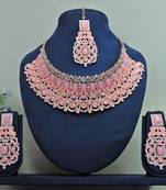 Pink designer function wear ad necklace set