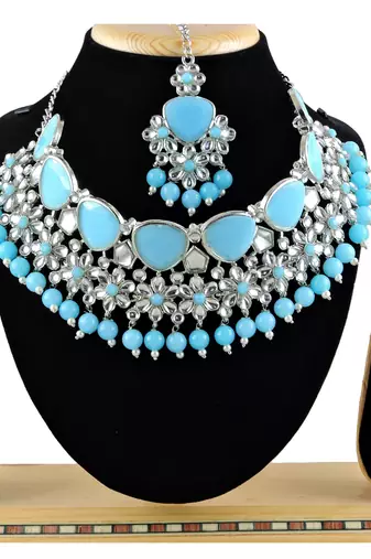 Turquoise designer function wear ad necklace set