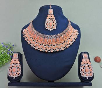 Orange designer function wear ad necklace set 1