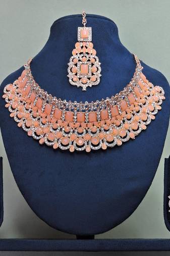 Orange designer function wear ad necklace set