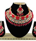 Red designer function wear ad necklace set