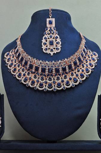 Blue designer function wear ad necklace set