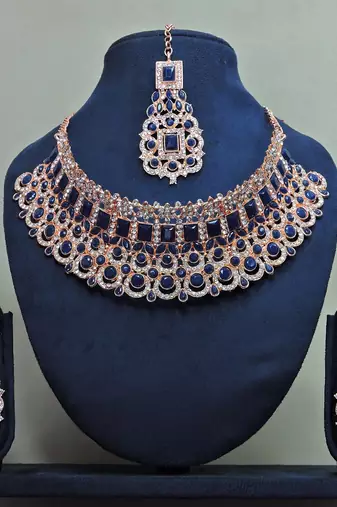 Blue designer function wear ad necklace set