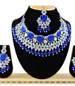 Blue designer function wear ad necklace set