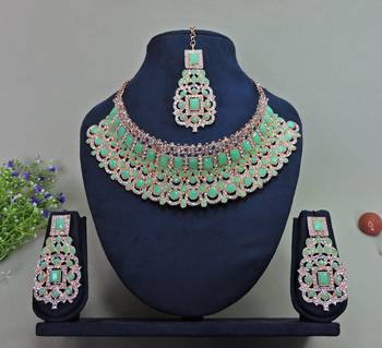 Green designer function wear ad necklace set 1