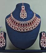 Maroon designer function wear ad necklace set