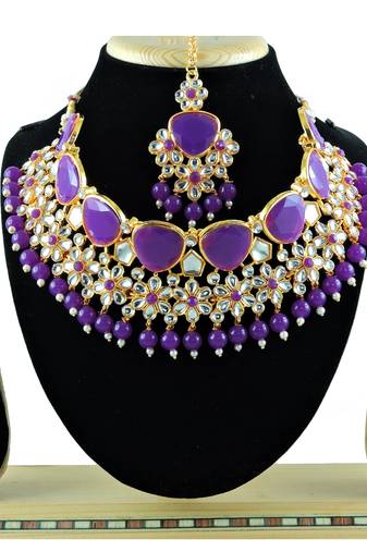 Purple designer function wear ad necklace set
