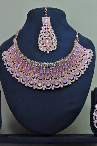 Purple designer function wear ad necklace set