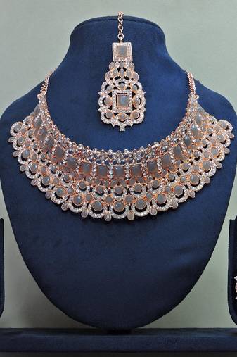 Grey designer function wear ad necklace set