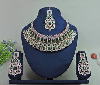 Green designer function wear ad necklace set 1