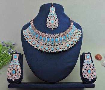 Turquoise designer function wear ad necklace set 1