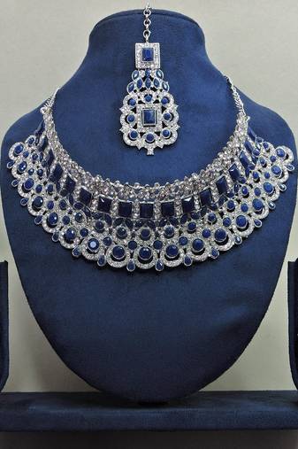 Blue designer function wear ad necklace set